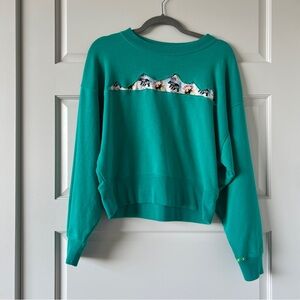 Teal Upcycled Mountain Graphic Sweatshirt Size XS